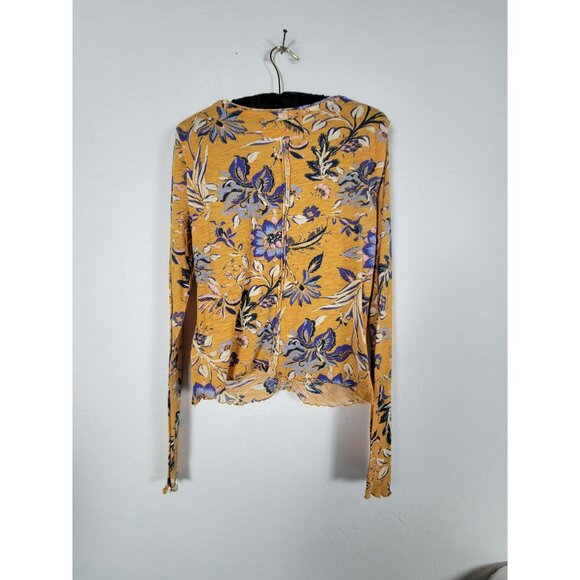 We The Free Women's Dreamed of You Floral Ruched Front Long Sleeve Top Yellow XL - Picture 2 of 8